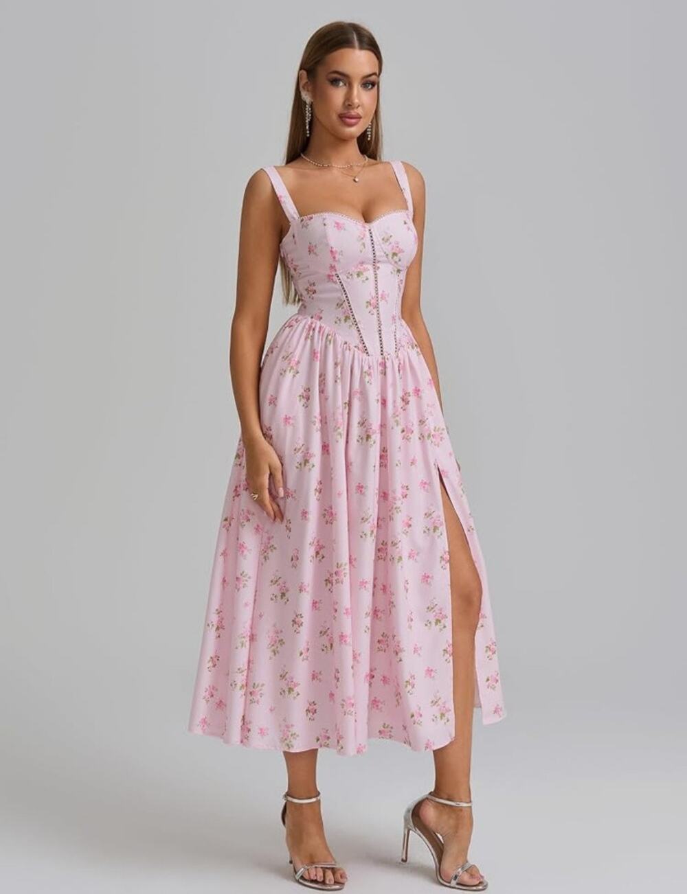 #77 MSRP $65 NWT KUTUMAI FLORAL CORSET MIDI DRESS ♡ SIZE S ♡